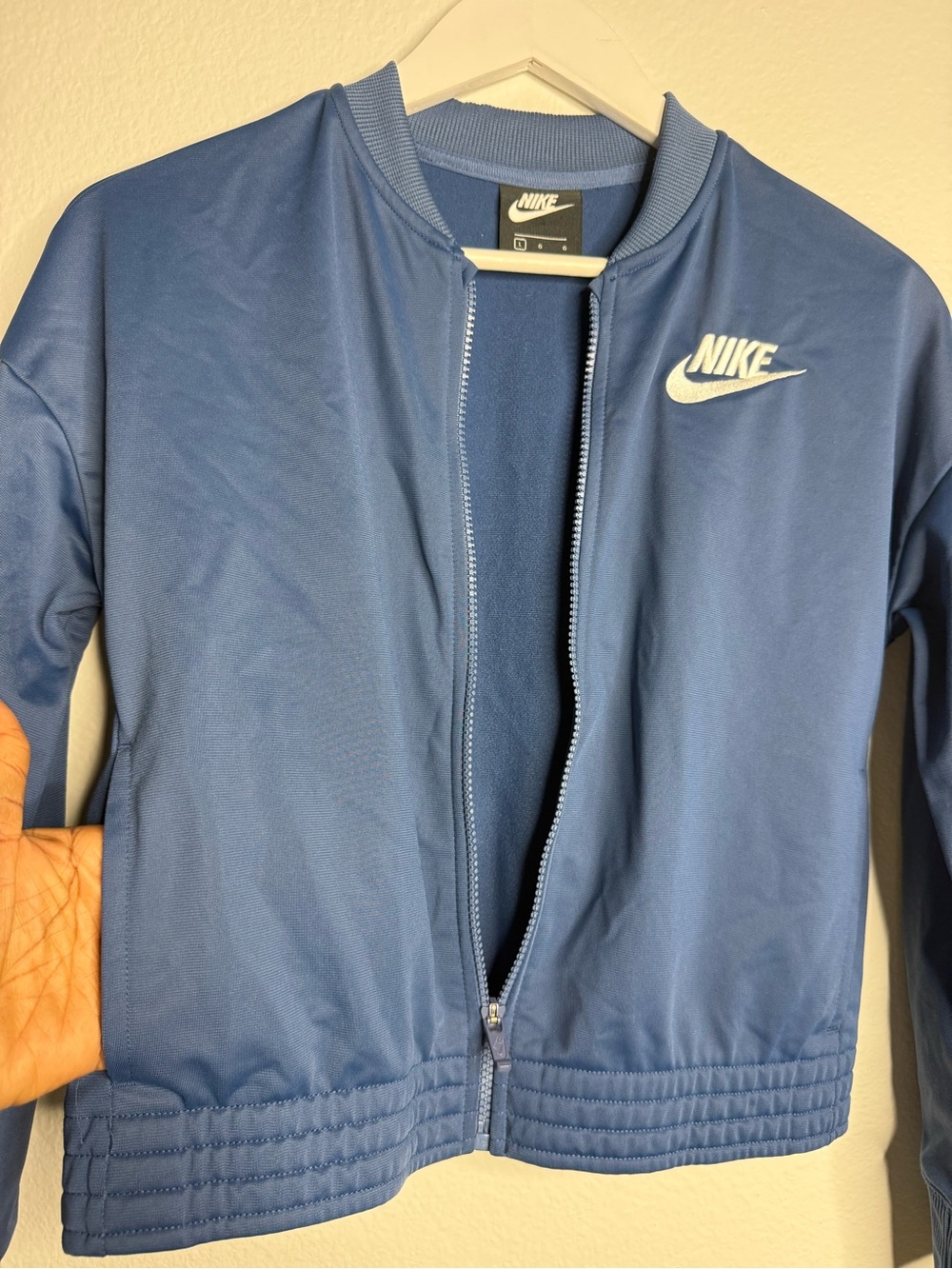 Nike Navy Blue Track Jacket with White Sleeve Tape Back to school L (Unisex) - Picture 8 of 11